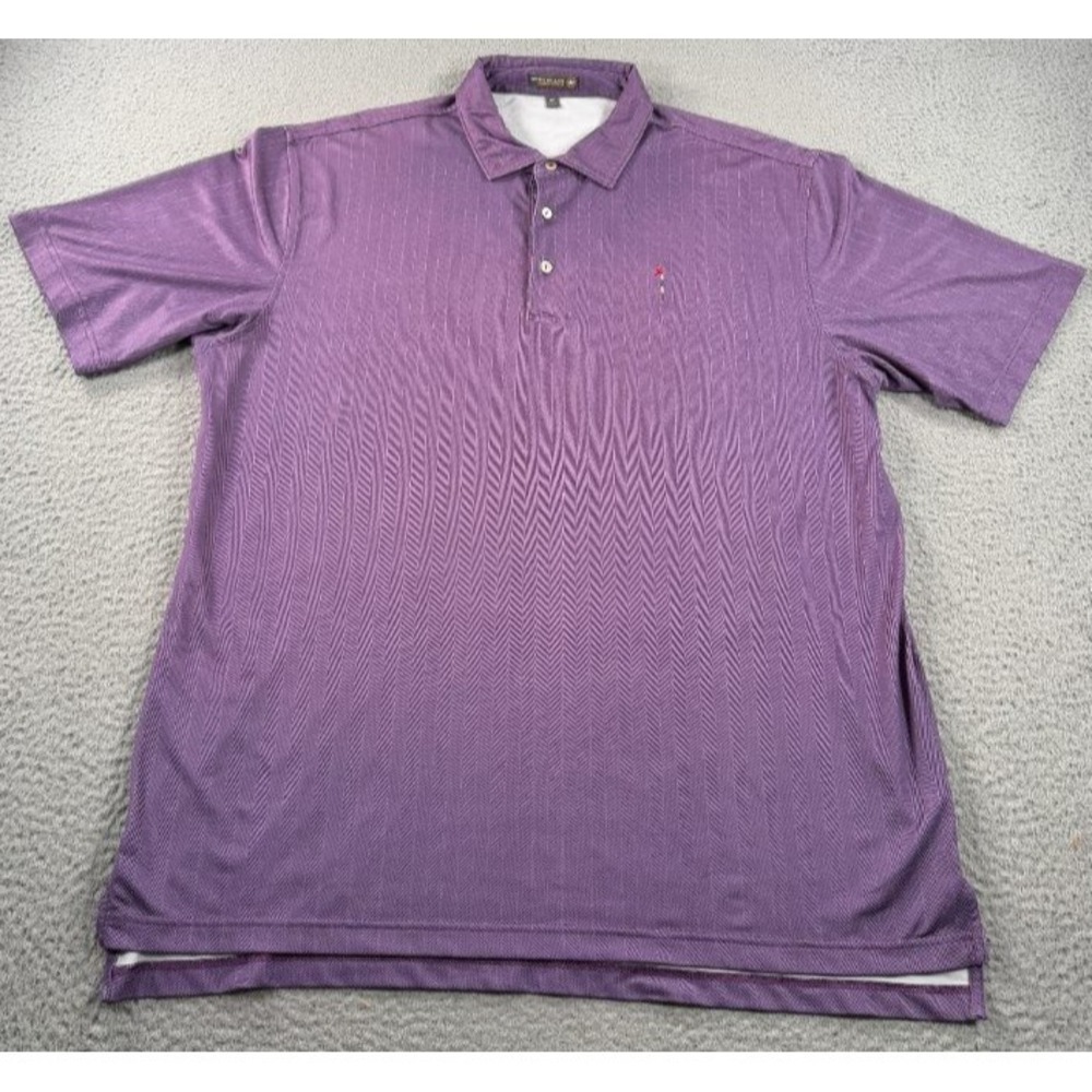 Peter Millar Summer Comfort Polo Shirt Mens XL Purple Golf Flag Logo Performance